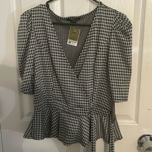 Black and white wrap shirt